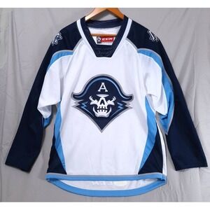 CCM Milwaukee Admirals‎ Official Jersey Sz M White Blue AHL Hockey Skull Pirate